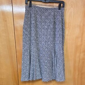 Argenti 100% Pure Silk Elegant Black and White Trumpet Style Skirt 10